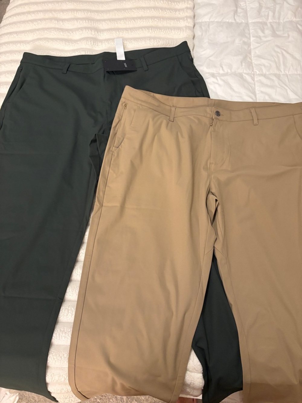 Fabletics Men's Chino Pants in Tan and Dark Green